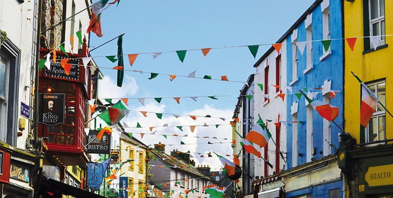 A view down a street in Galway, Ireland